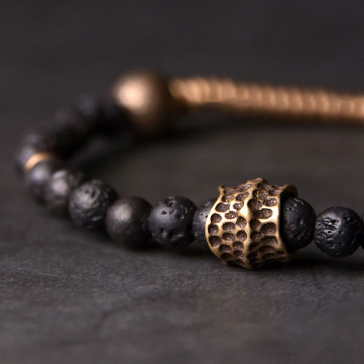 Buddha Stones Support Healing Lava Rock Beads Copper Bracelet