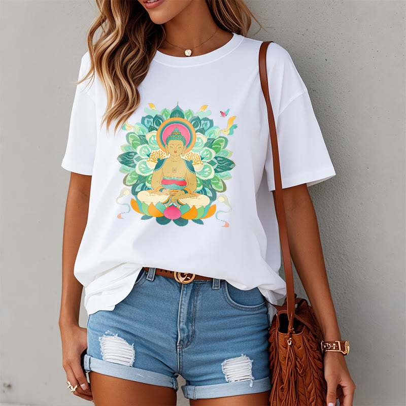 Buddha Stones Butterfly Lotus Buddha-Inspired Tee T-shirt