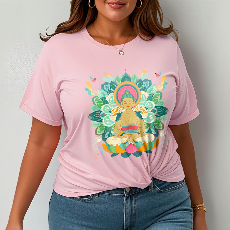 Buddha Stones Butterfly Lotus Buddha-Inspired Tee T-shirt