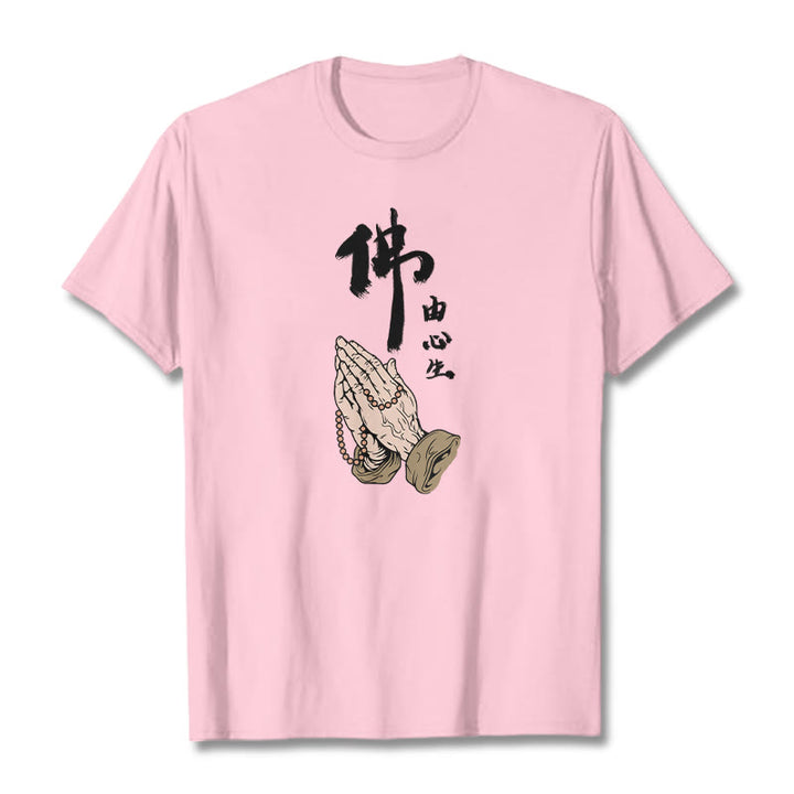 Buddha Stones Praying Tee T-shirt - Light Pink - 2XL - image 13