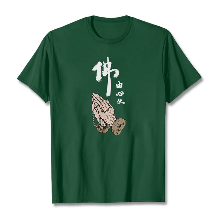 Buddha Stones Praying Tee T-shirt - Forest Green - 2XL - image 8