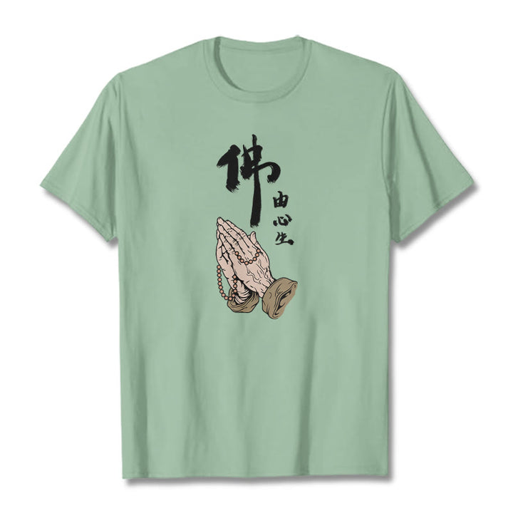Buddha Stones Praying Tee T-shirt - Pale Green - 2XL - image 10
