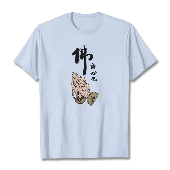 Buddha Stones Praying Tee T-shirt - Light Cyan - 2XL - image 12