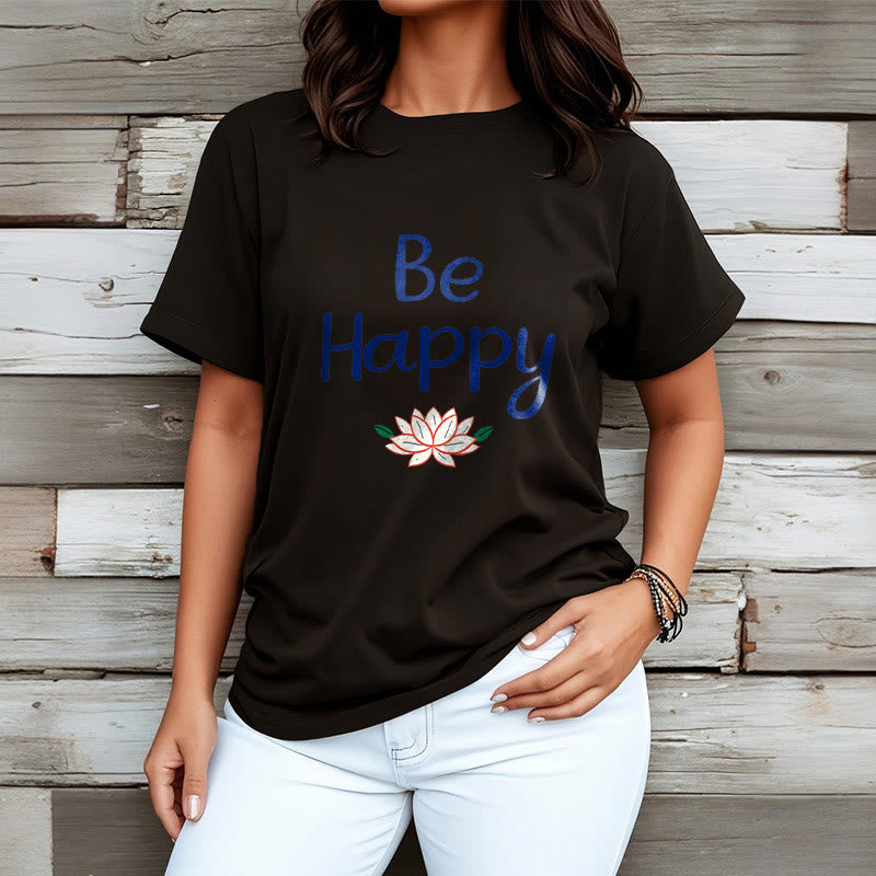 Buddha Stones Be Happy Lotus Tee T-shirt - image 7