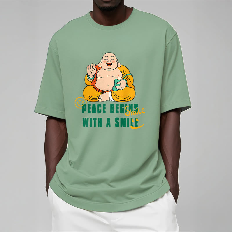 Buddha Stones Peace Begins With A Smile Tee T-shirt