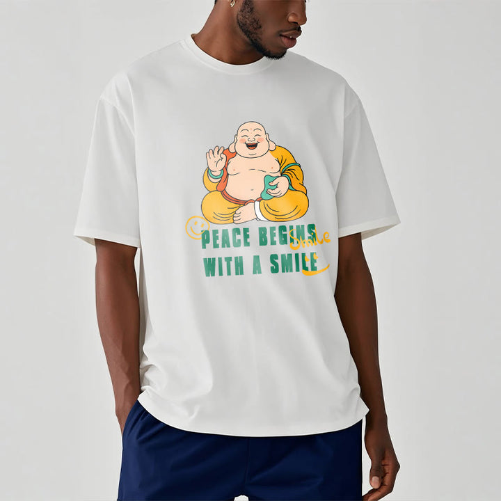 Buddha Stones Peace Begins With A Smile Tee T-shirt