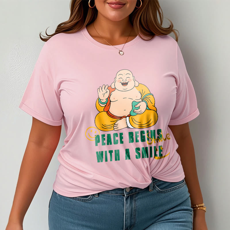 Buddha Stones Peace Begins With A Smile Tee T-shirt