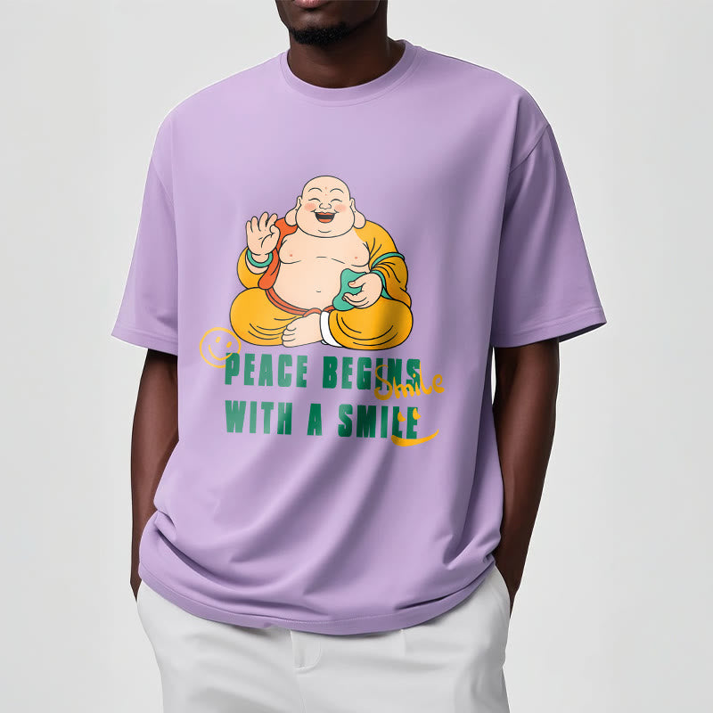 Buddha Stones Peace Begins With A Smile Tee T-shirt