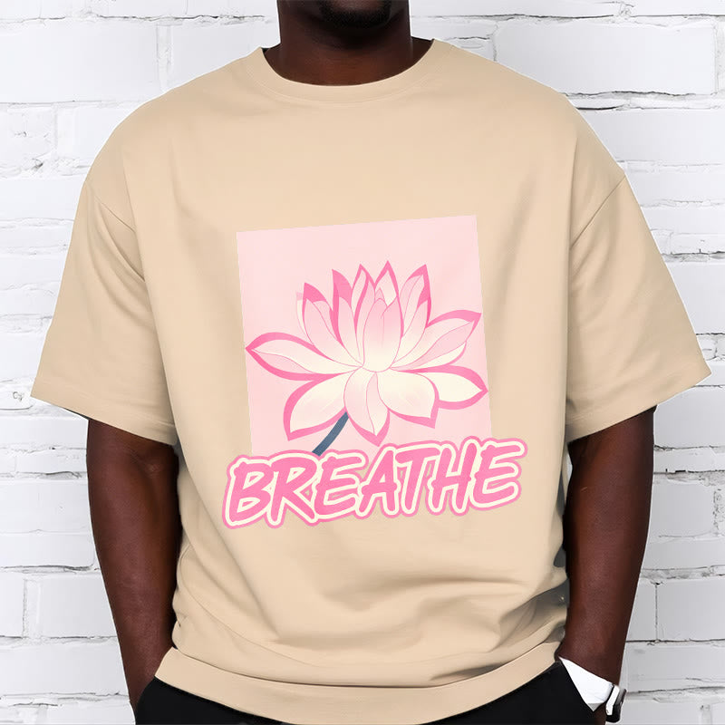 Buddha Stones BREATHE Pink Lotus Flower Tee T-shirt