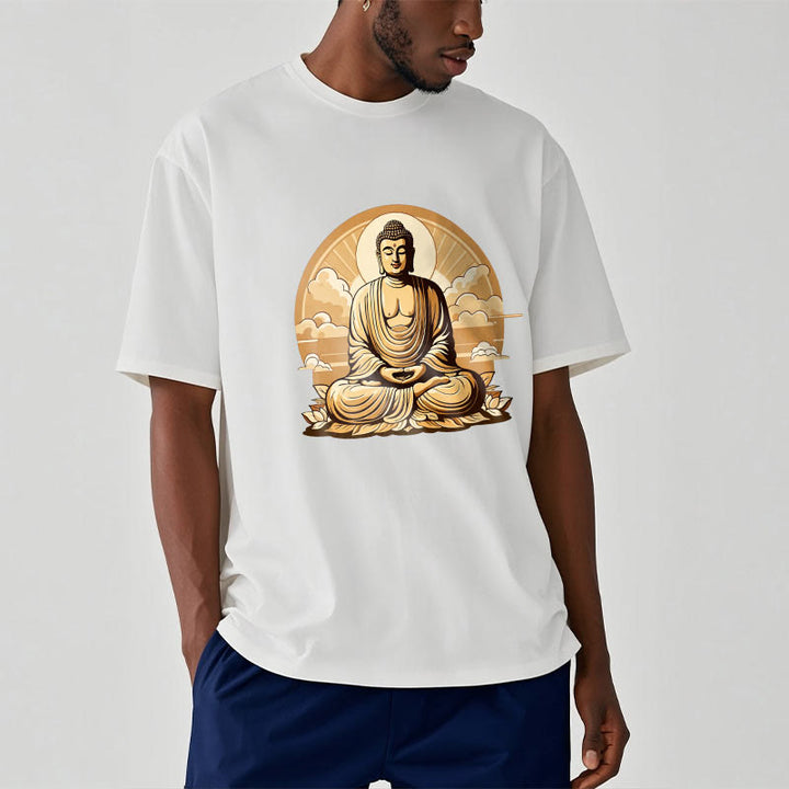 Buddha Stones Sun Auspicious Clouds Buddha Tee T-shirt