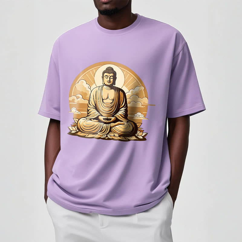 Buddha Stones Sun Auspicious Clouds Buddha Tee T-shirt