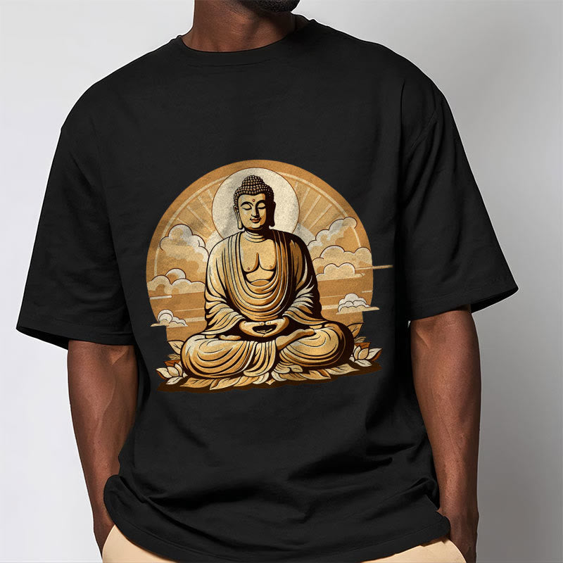 Buddha Stones Sun Auspicious Clouds Buddha Tee T-shirt