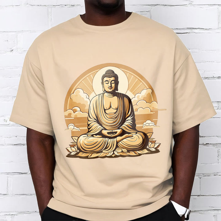 Buddha Stones Sun Auspicious Clouds Buddha Tee T-shirt