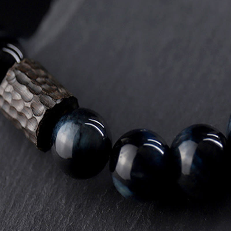 Buddha Stones Tiger Eye Ebony Wood Beads Calm Bracelet