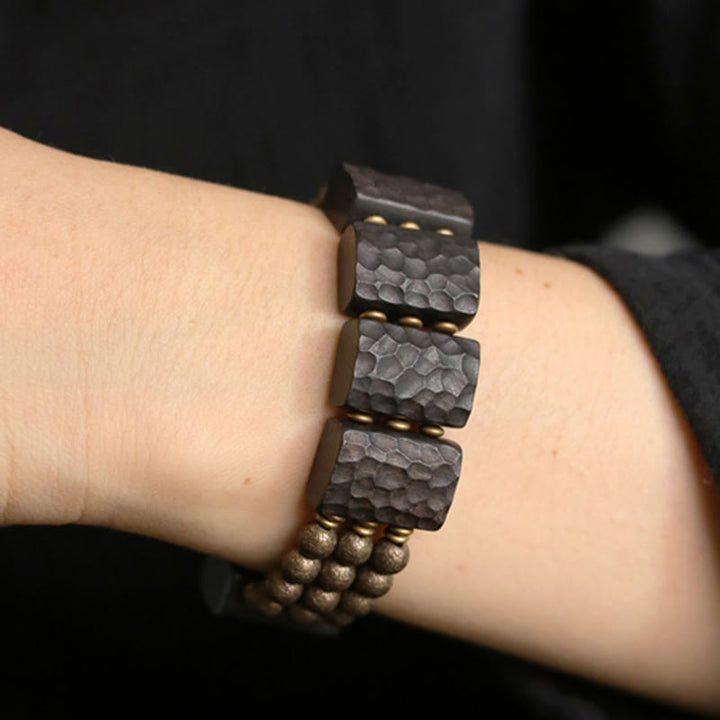 Buddha Stones Vintage Peace Ebony Wood Copper Beads Balance Bracelet - image 5