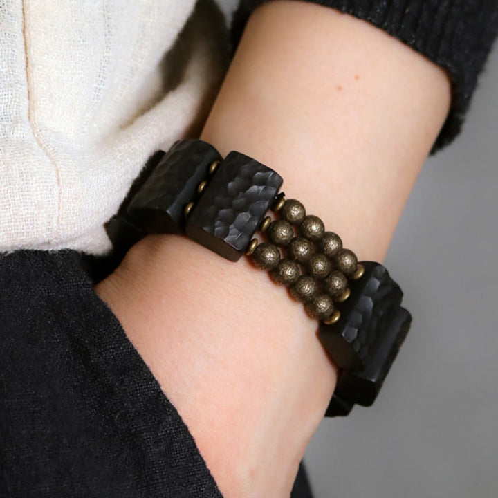 Buddha Stones Vintage Peace Ebony Wood Copper Beads Balance Bracelet - image 13