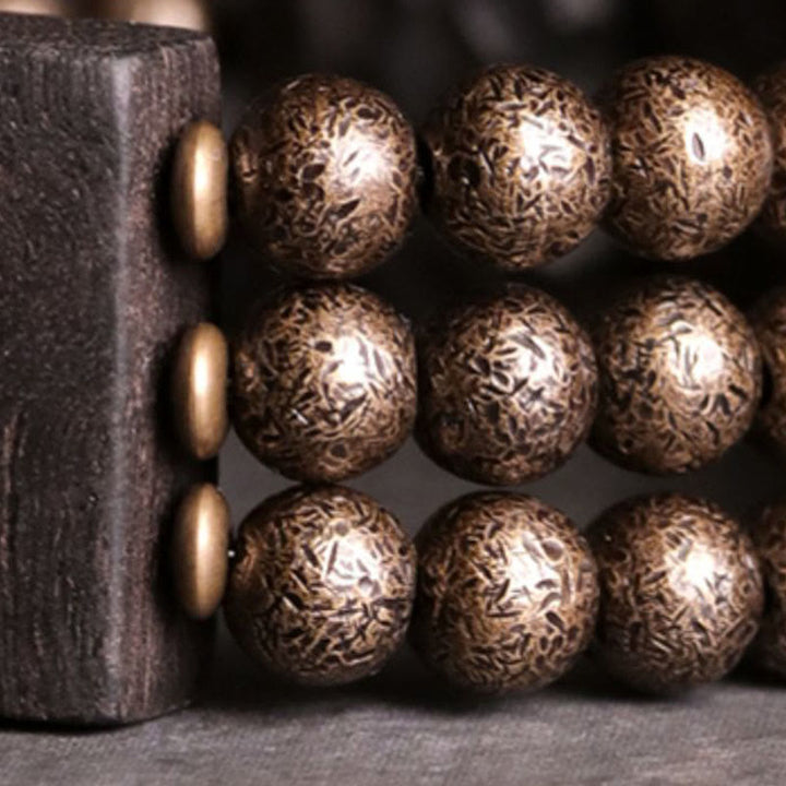 Buddha Stones Vintage Peace Ebony Wood Copper Beads Balance Bracelet - image 9