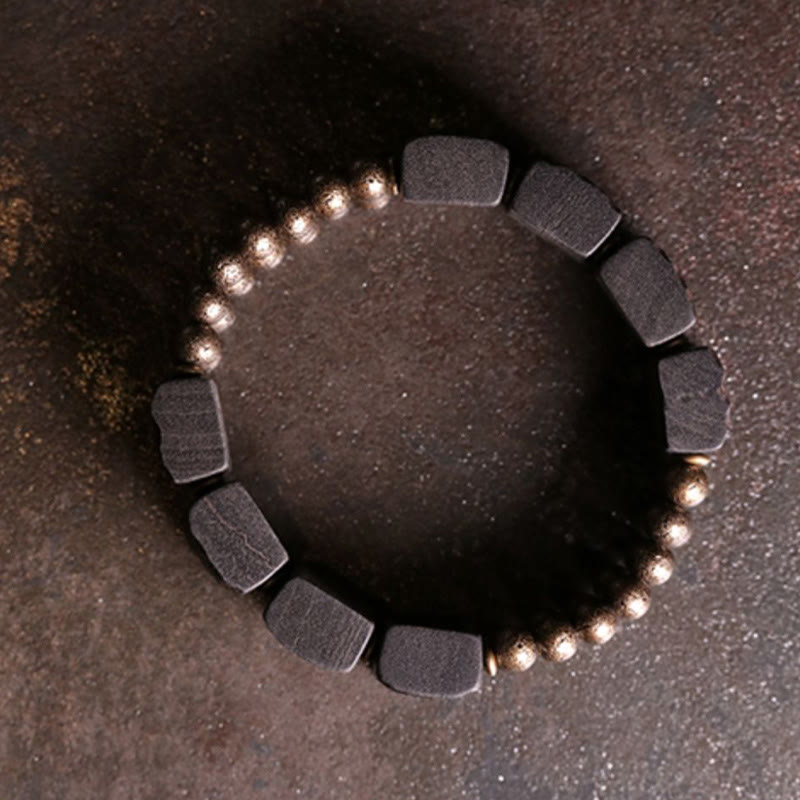 Buddha Stones Vintage Peace Ebony Wood Copper Beads Balance Bracelet - image 8
