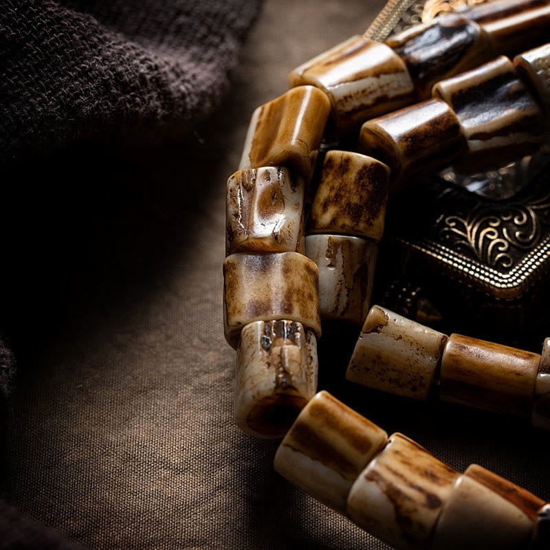 Buddha Stones Tibetan Deer Bone Yak Bone Lucky Balance Bracelet