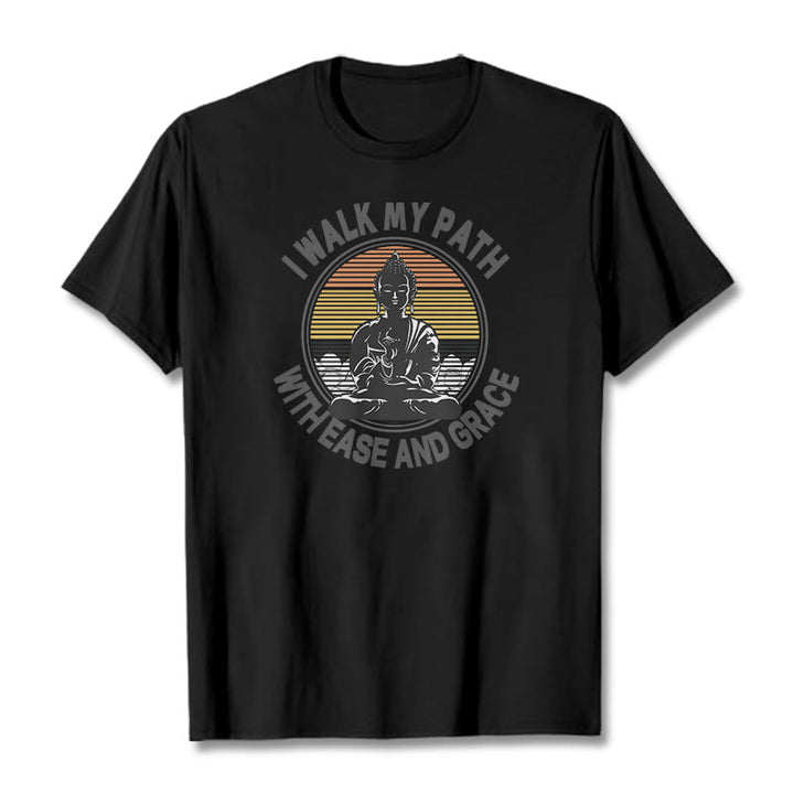Buddha Stones I Walk My Path With Ease And Grace Tee T-shirt - Black - 2XL - image 4