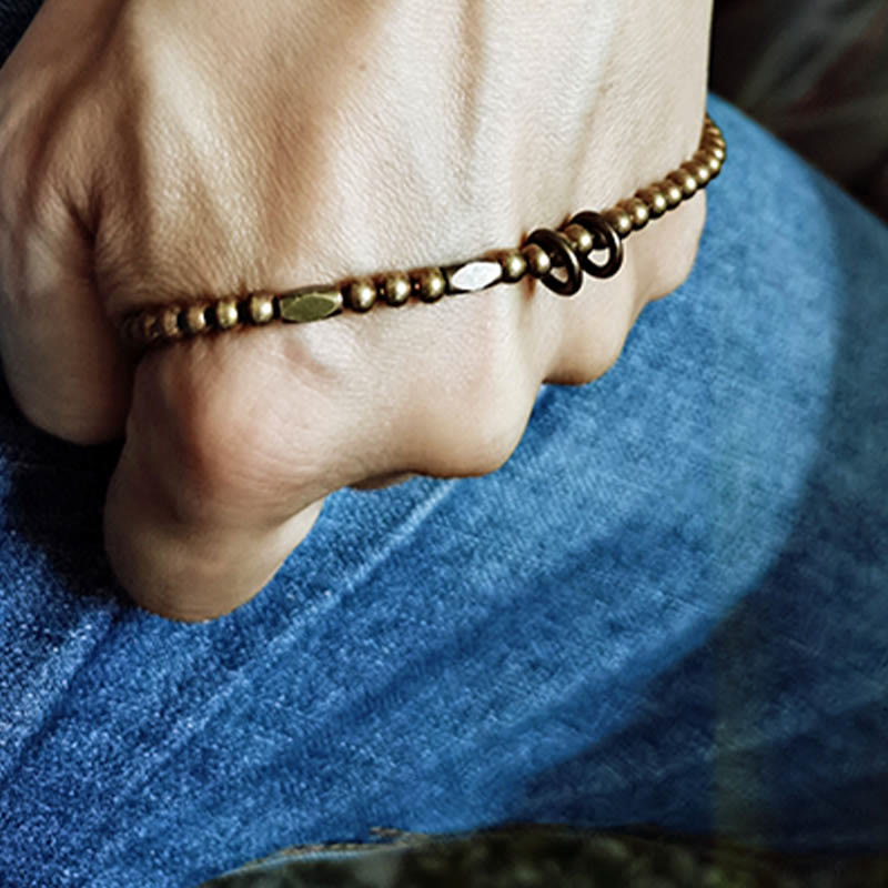 Buddha Stones Wealth Self Care Copper Brass Beads Design Couple Bracelet - image 9
