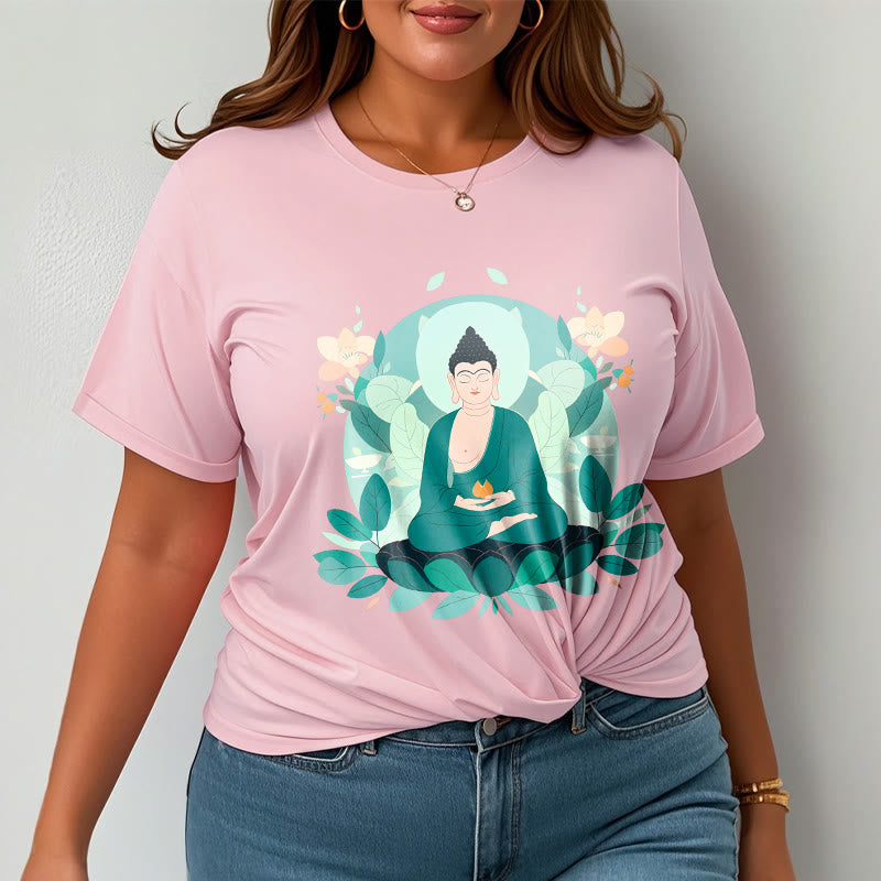 Buddha Stones Close Eyes Green Leaf Buddha Tee T-shirt - image 15