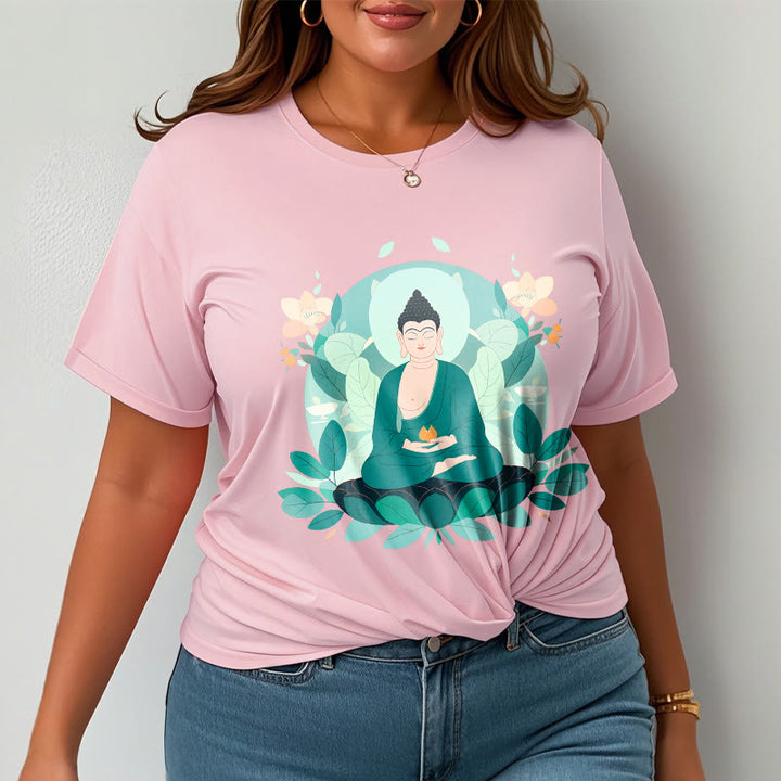 Buddha Stones Close Eyes Green Leaf Buddha Tee T-shirt - image 15