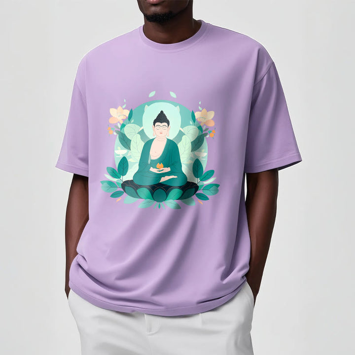 Buddha Stones Close Eyes Green Leaf Buddha Tee T-shirt - image 17