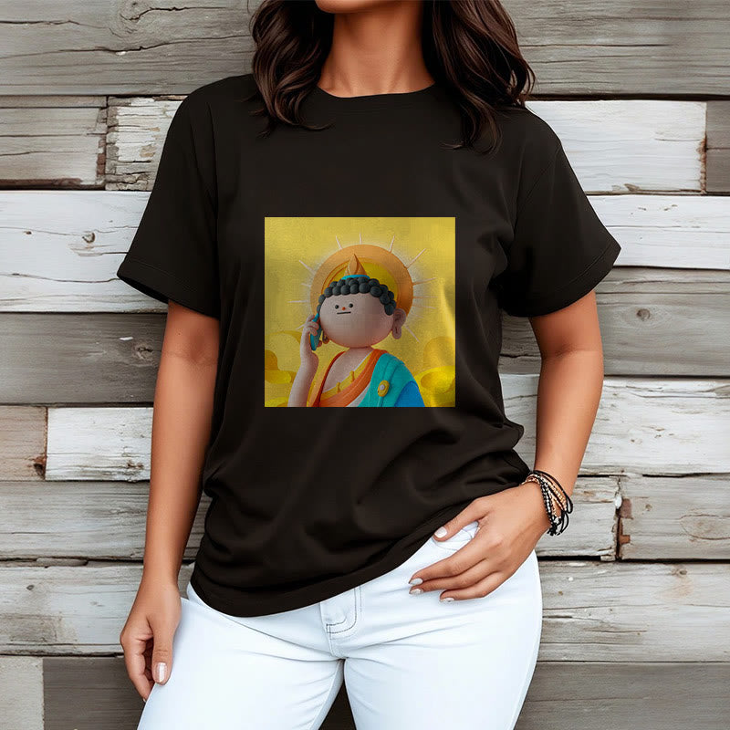 Buddha Stones Buddha Picks Up The Phone Tee T-shirt