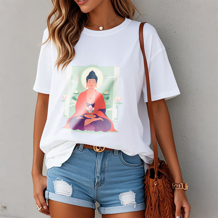 Buddha Stones Lotus Meditation Buddha Tee T-shirt