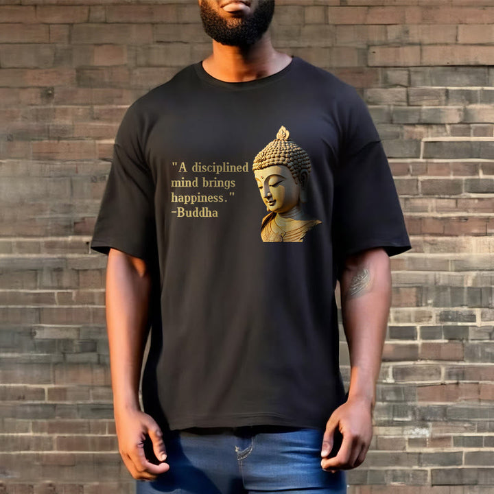 Buddha Stones A Disciplined Mind Brings Happiness Buddha Tee T-shirt - image 3