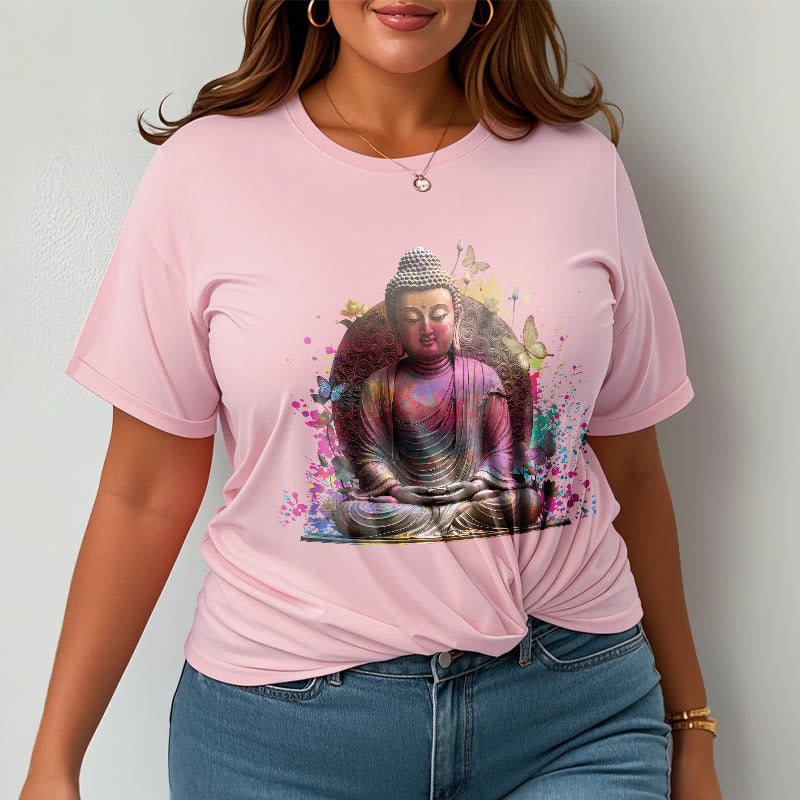 Buddha Stones Butterfly Meditation Buddha Tee T-shirt