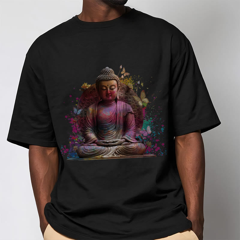 Buddha Stones Butterfly Meditation Buddha Tee T-shirt