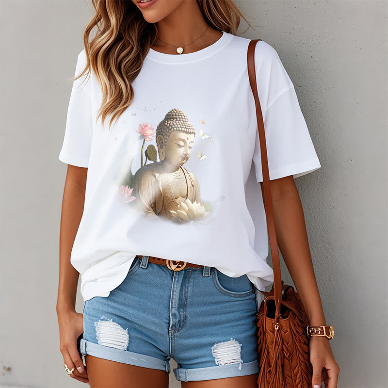 Buddha Stones Lotus Butterfly Meditation Buddha Tee T-shirt - image 3