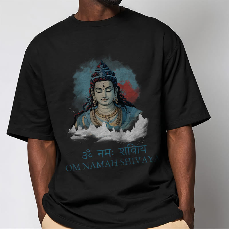 Buddha Stones Sanskrit OM NAMAH SHIVAYA Colorful Clouds Tee T-shirt