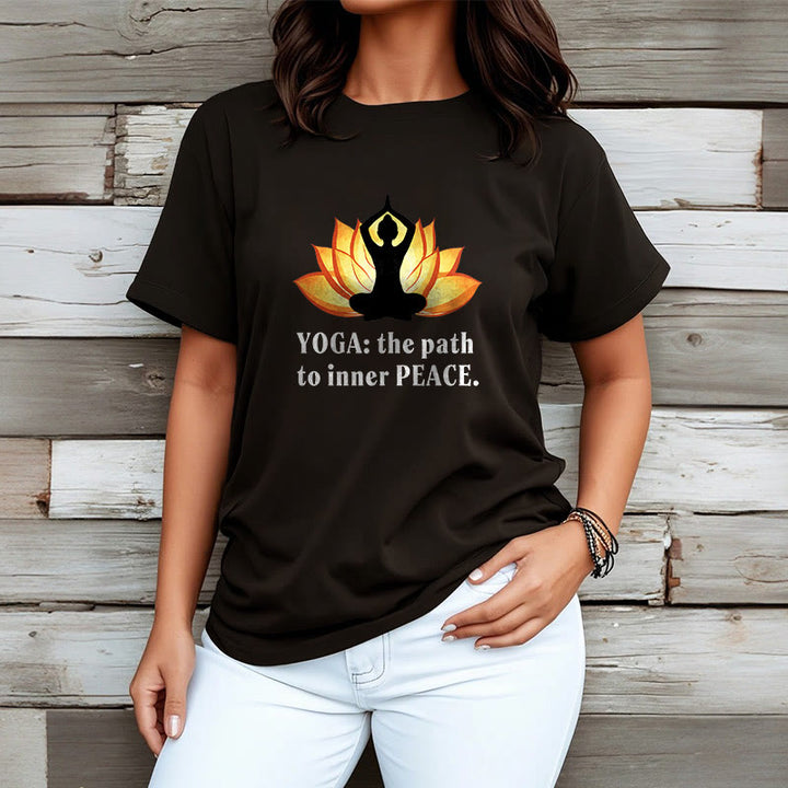 Buddha Stones Yoga The Path To Inner Peace Lotus Tee T-shirt