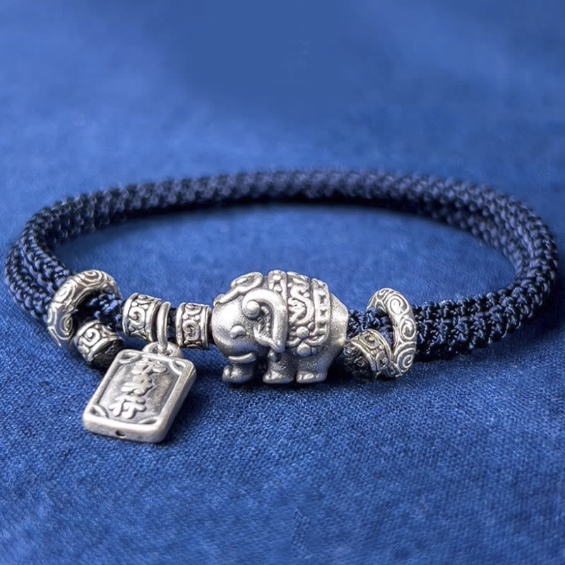 Buddha Stones 925 Sterling Silver Elephant Safe And Well Amulet Charm Strength Bracelet