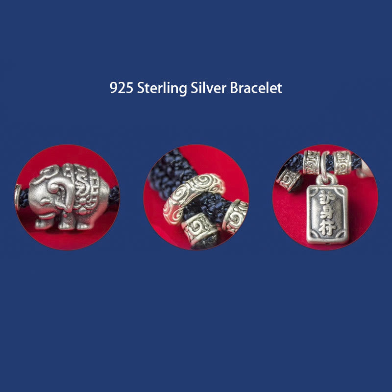 Buddha Stones 925 Sterling Silver Elephant Safe And Well Amulet Charm Strength Bracelet - image 9