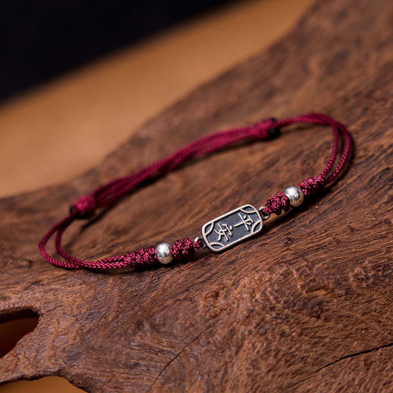 Buddha Stones Handmade 925 Sterling Silver Peace And Joy Safe Well Protection Braided Bracelet