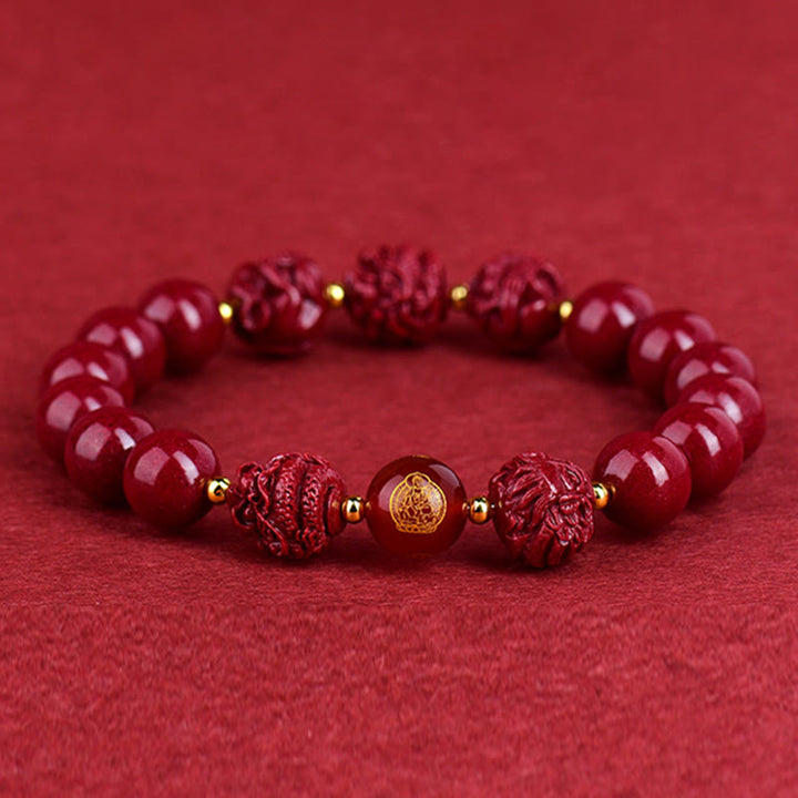 Buddha Stones Chinese Zodiac Cinnabar Keep Away Evil Spirits Blessing Bracelet