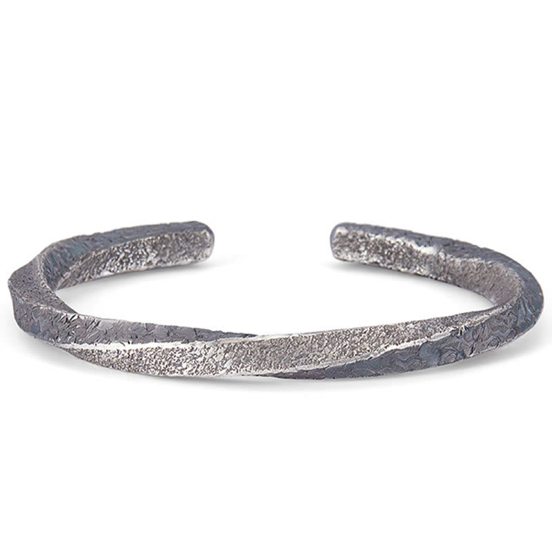 Buddha Stones Retro 999 Sterling Silver Möbius Loop Eternal Love Cuff Bracelet Bangle - image 11