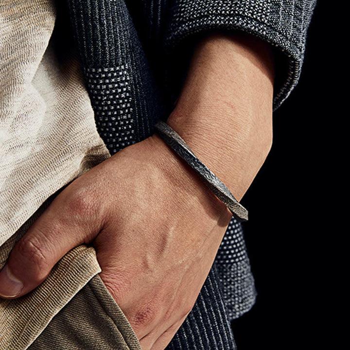 Buddha Stones Retro 999 Sterling Silver Möbius Loop Eternal Love Cuff Bracelet Bangle - image 6