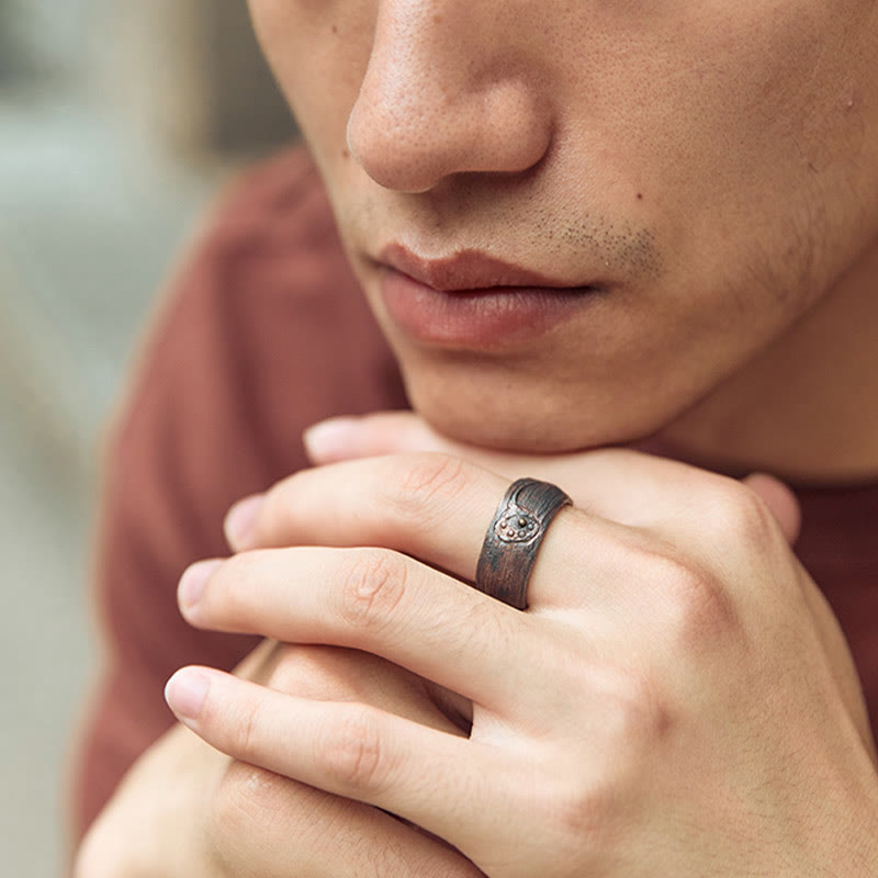 Buddha Stones Retro 999 Sterling Silver Copper Adjustable Protection Ring - image 9