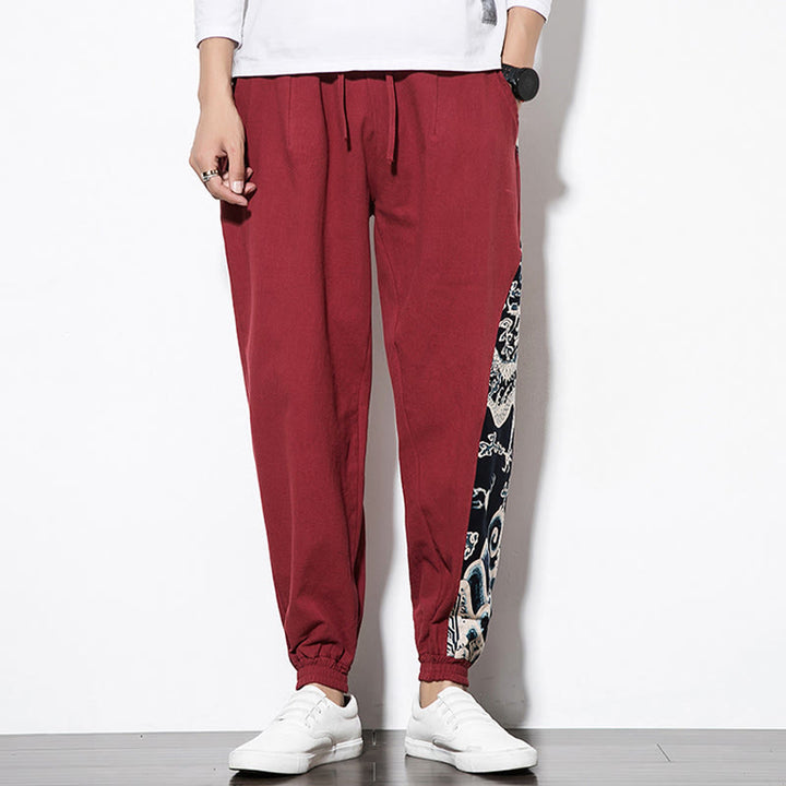 Buddha Stones Summer Dragon Waves Cotton Men's Pants With Pockets - image 22