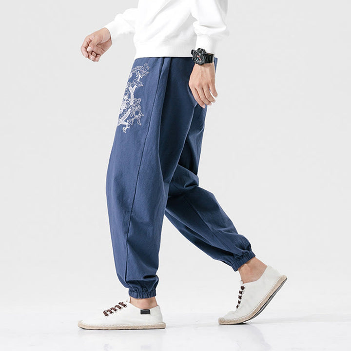 Buddha Stones Auspicious Clouds Dragon Cotton Men's Pants With Pockets - image 11