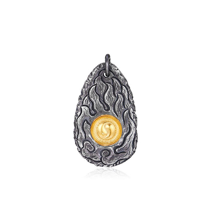 Buddha Stones 999 Sterling Silver 999 Gold Tai Chi Yin Yang Necklace Pendant