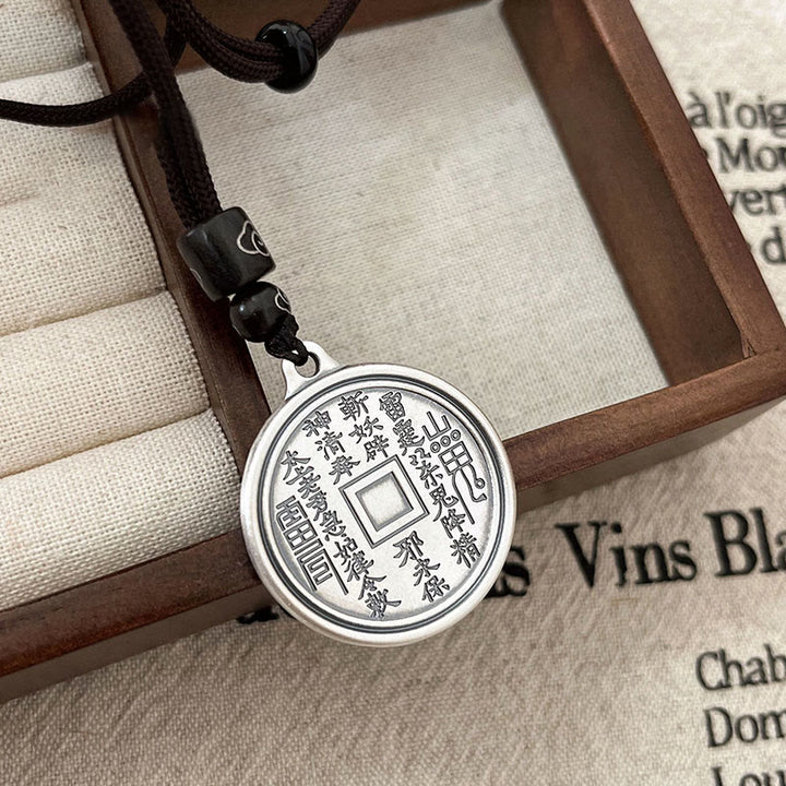 Buddha Stones 999 Sterling Silver Tai Chi Yin Yang Bagua Design Mountain Ghosts Spend Money Necklace Pendant