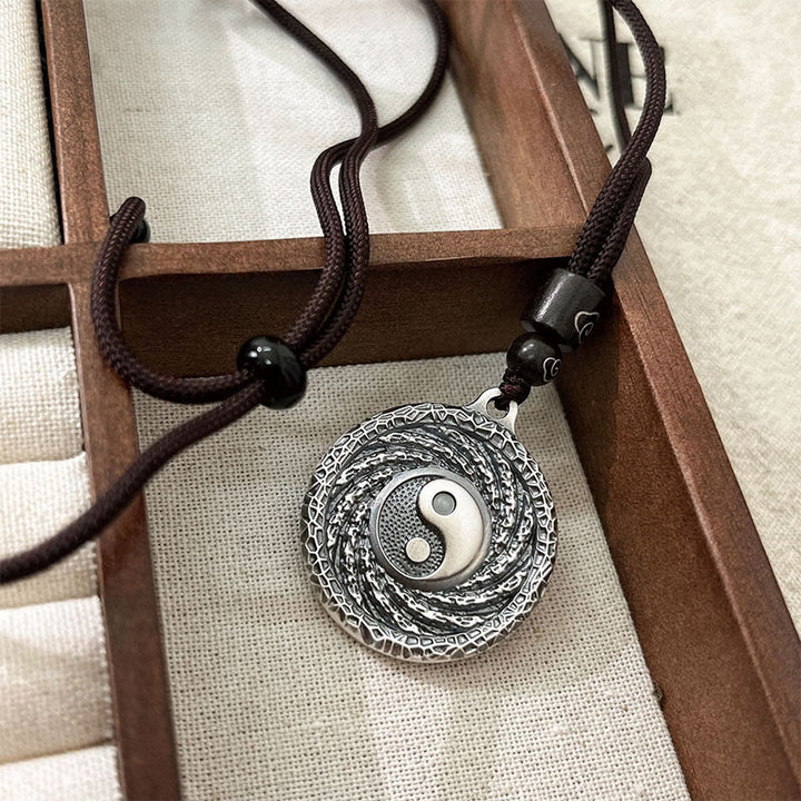 Buddha Stones 999 Sterling Silver Tai Chi Yin Yang Bagua Design Mountain Ghosts Spend Money Necklace Pendant - image 17