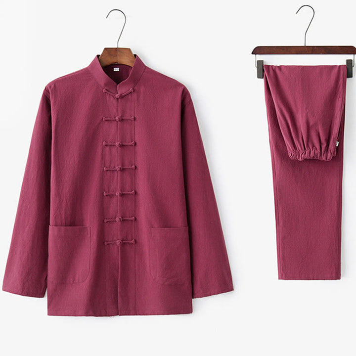 Buddha Stones Frog-Button Tang Long Sleeve Shirt Pants Men's Suit - image 28