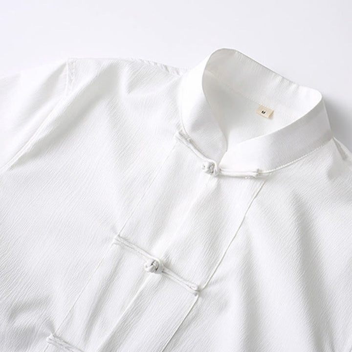 Buddha Stones Tang Frog-Button Short Sleeve Shirt Wide Leg Pants Men's Suit - image 8